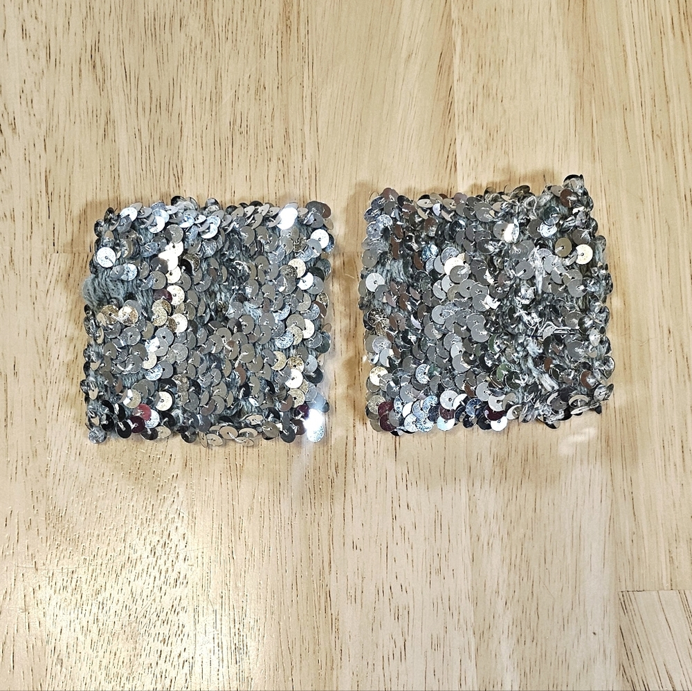 Silver Sequin Wrist Cuffs